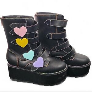 YRU karma pastel heart valentine platform boots